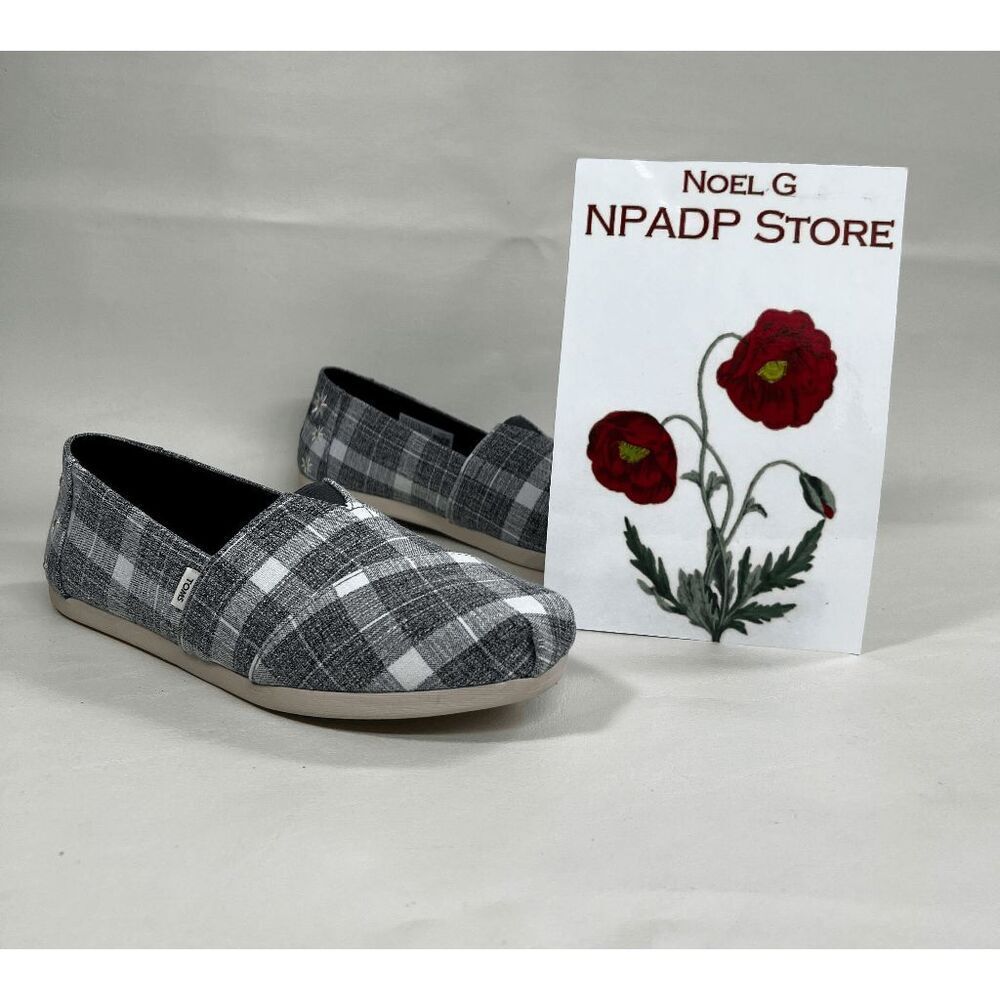 TOMS Women's Printed Alpargata Flats - Black Plaid 5.5M